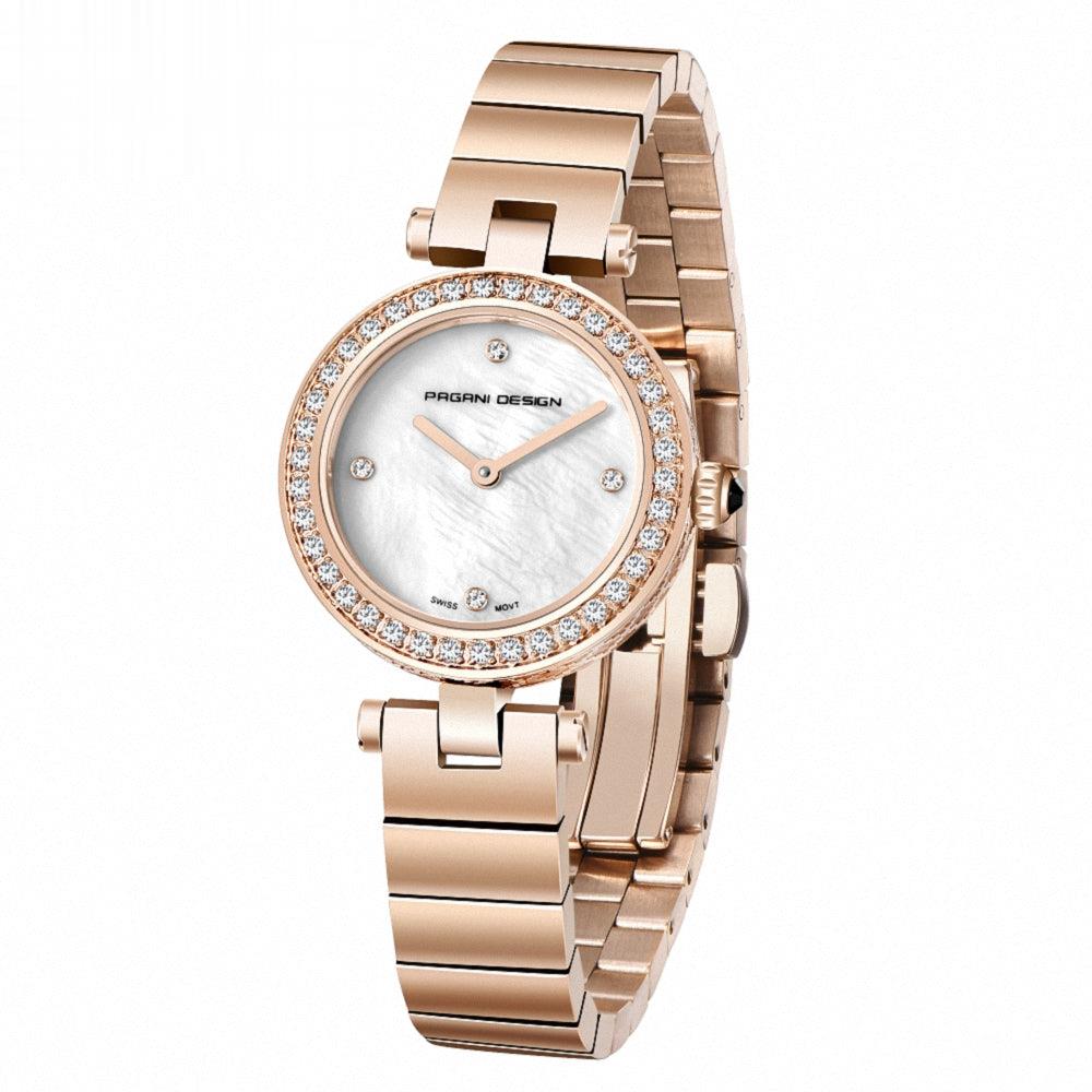 Swiss movement mother pearl stainless steel women watch