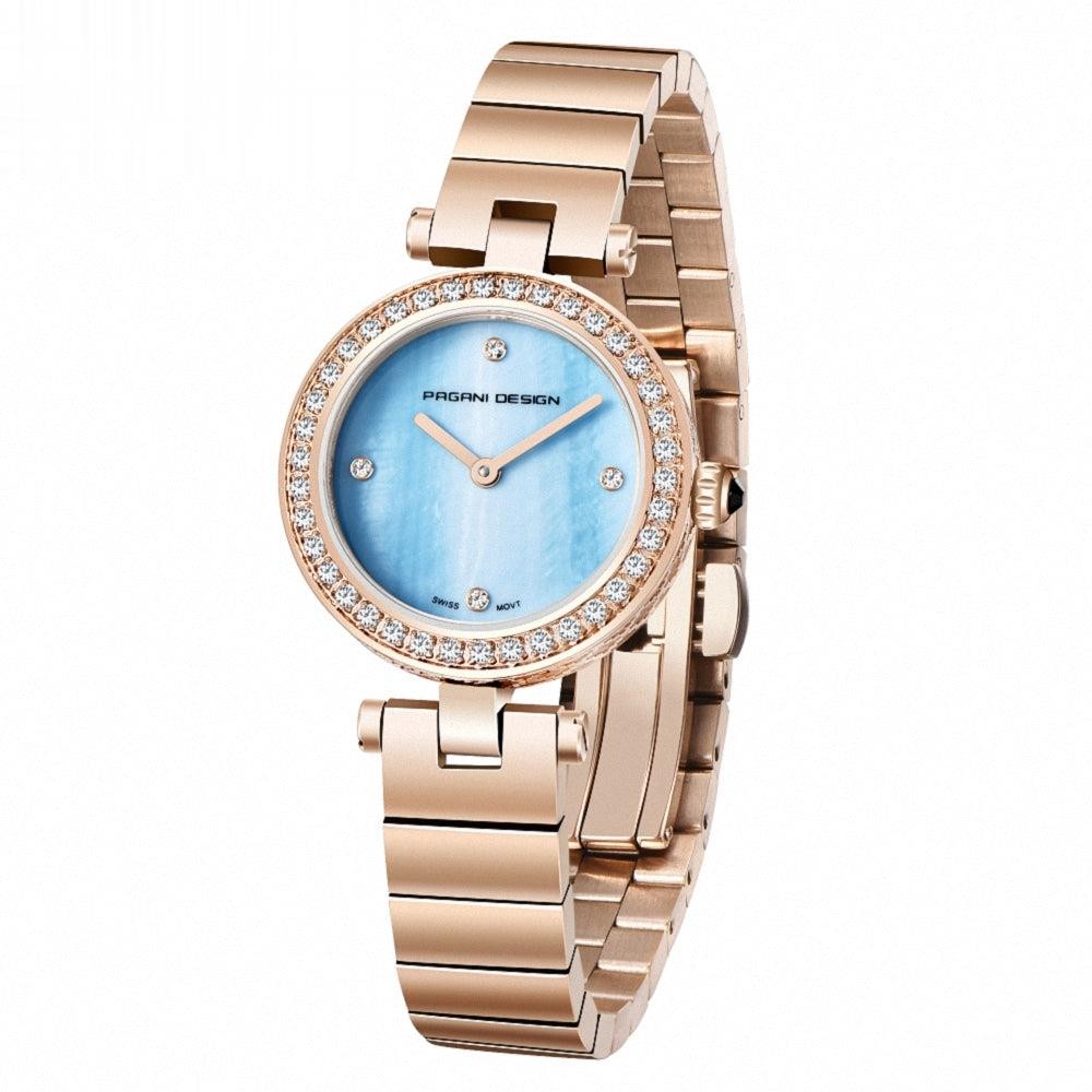 Swiss movement mother pearl stainless steel women watch