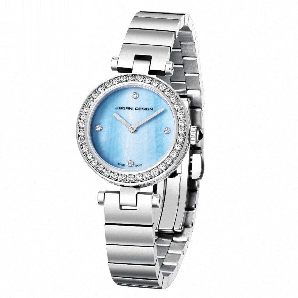 Swiss movement mother pearl stainless steel women watch