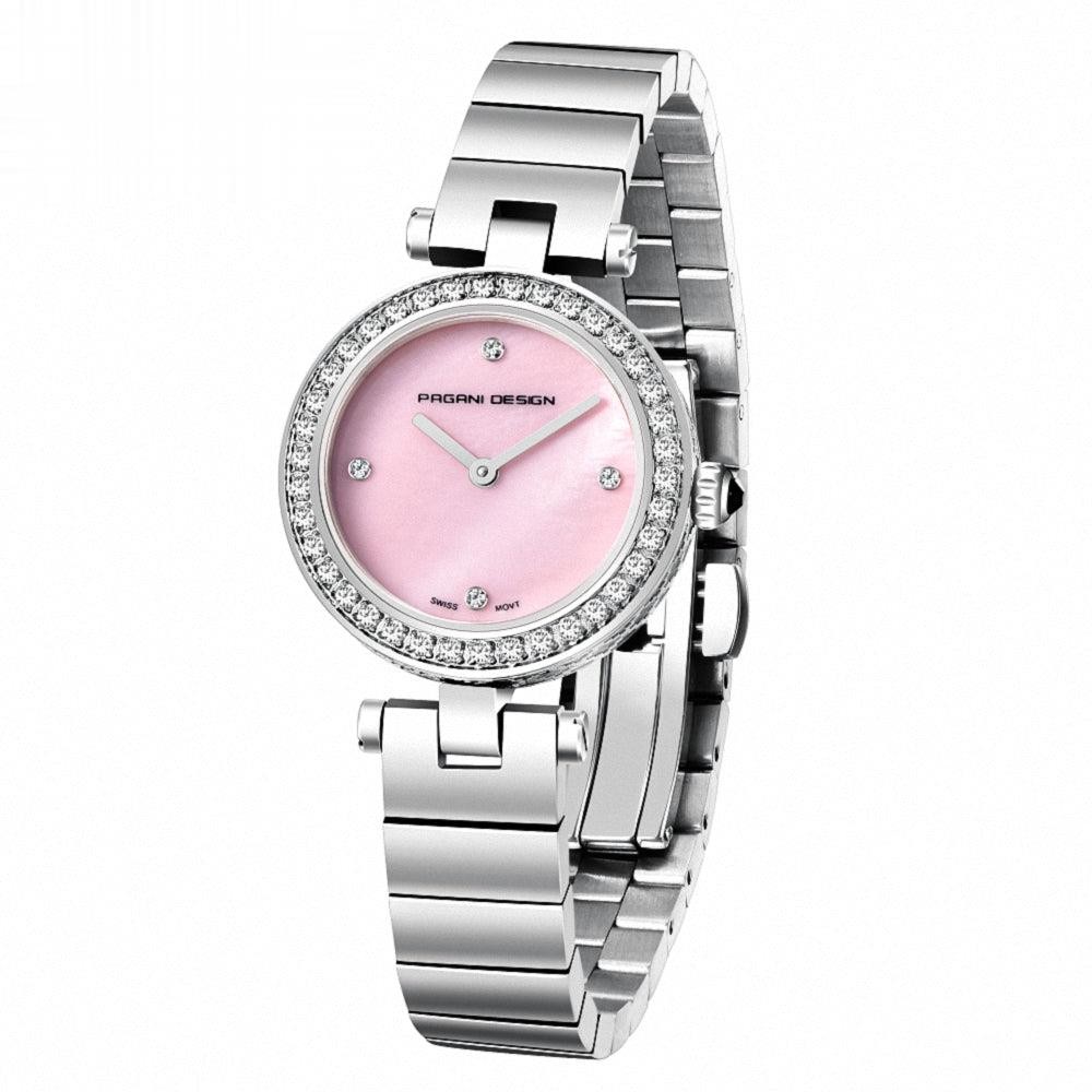 Swiss movement mother pearl stainless steel women watch